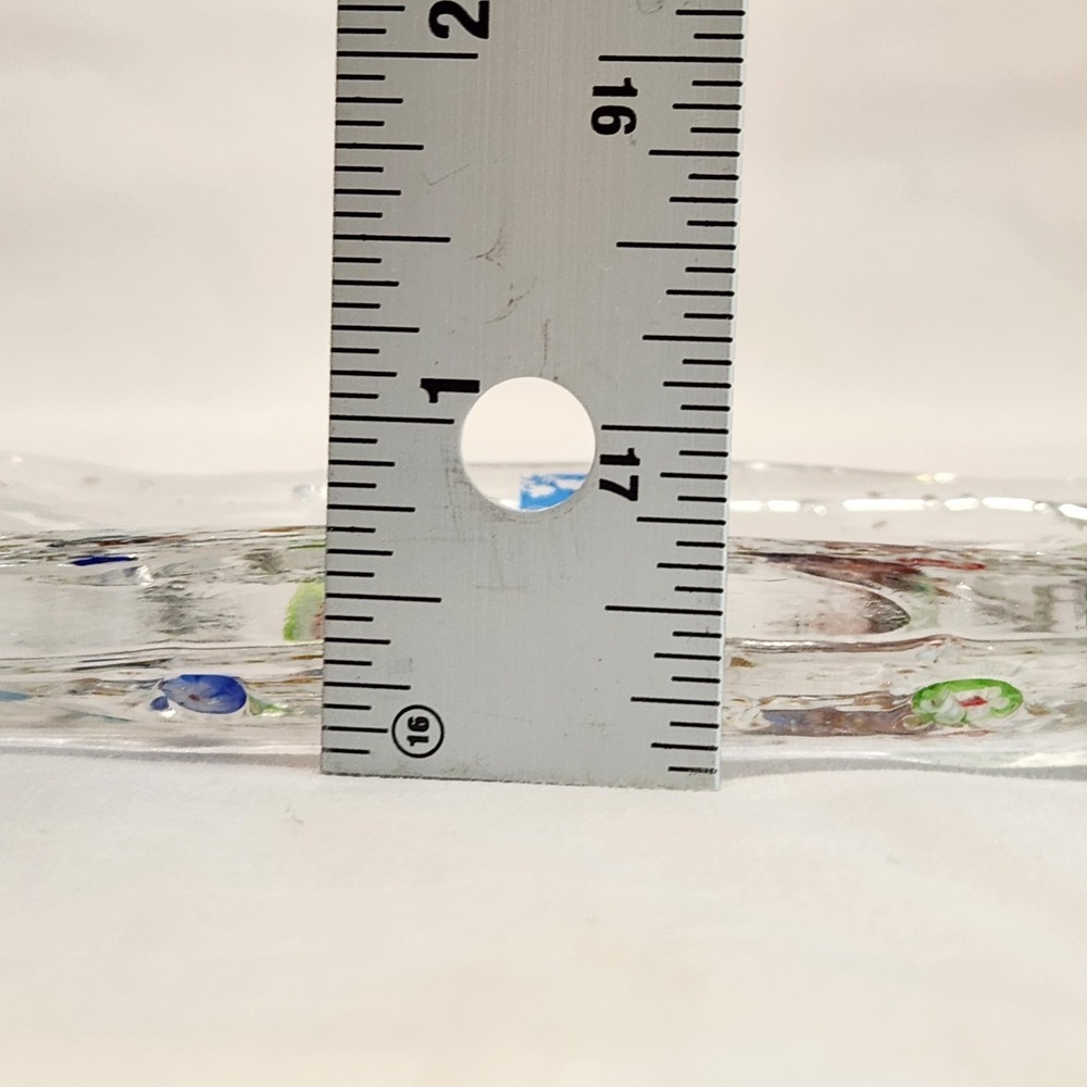 Amici Fused Clear Glass Small Trinket Dish Plate Colorful Millefiori 5.5"x3.25" - Picture 8 of 8